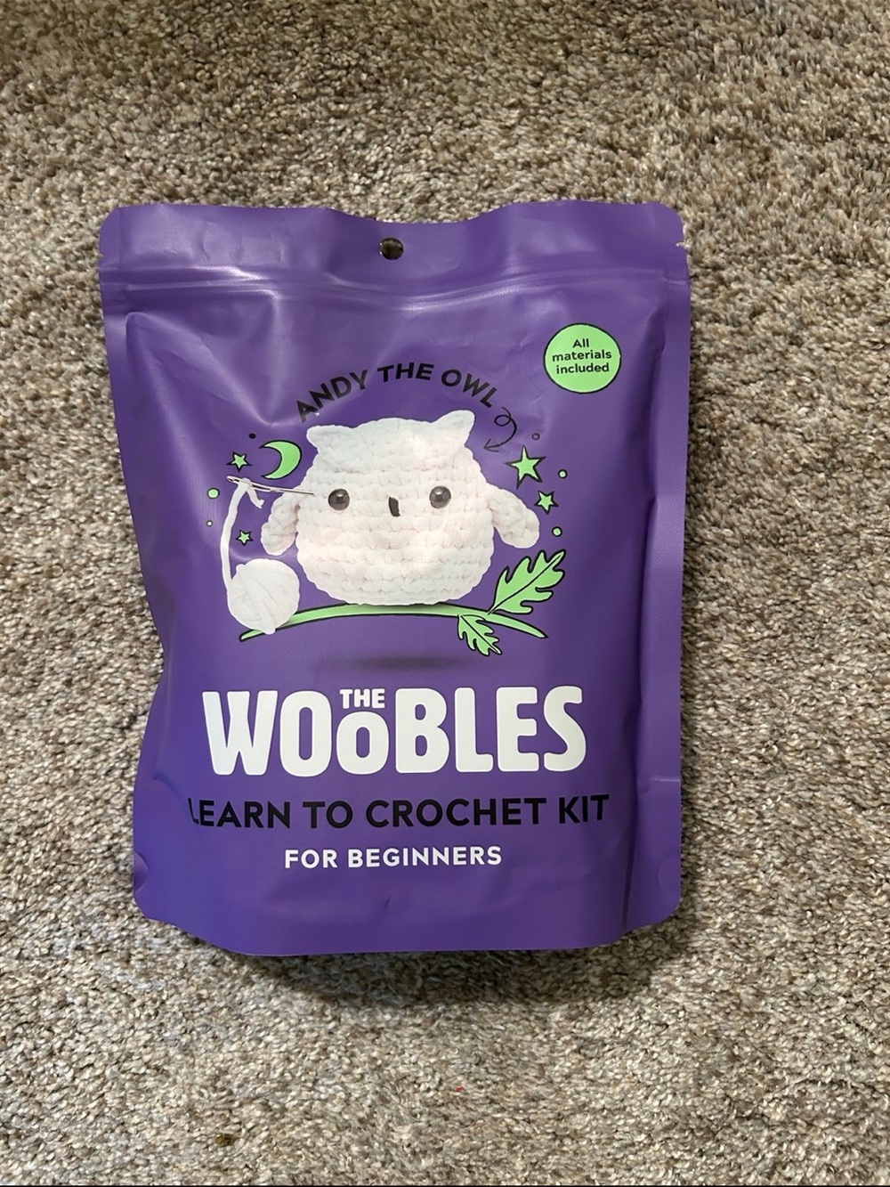 The Woobles "Andy the Owl" Crochet Kit - Purple